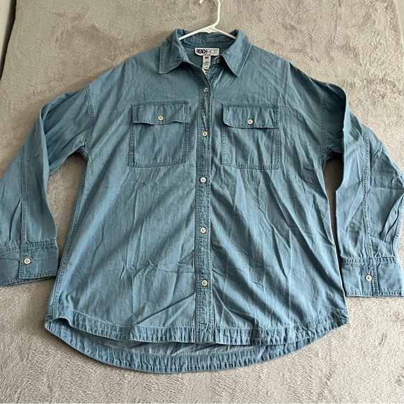 Beach Riot Coramine Shirt Top Women's Medium Button Front Modern Daze Denim Blue - Picture 1 of 6
